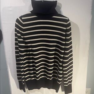 J. Crew merino 100 % Blue and White Stripes Sweater women sweater XS turtleneck